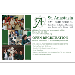 St. Anastasia – OPEN Registration Postcard